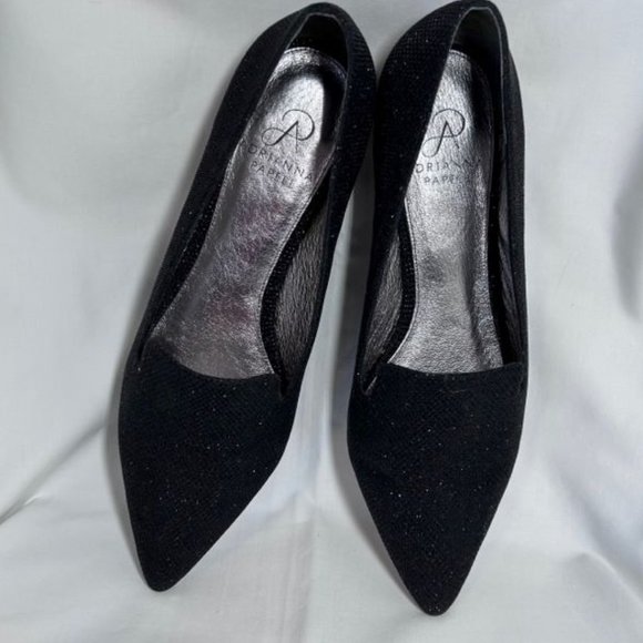 Adrianna Papell Taylor Jimmy Net Black Metallic Fabric Pointed Toe Slip On Flats - Picture 6 of 16